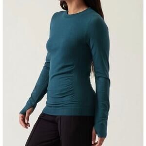Athleta Wool Blend Forest Hill Ascent Top Baselayer Long Sleeve Teal Medium